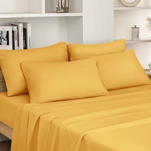 Vista 16 de HOMEIDEAS Sábanas de cama tamaño completo – Juego de 6 piezas (azul aguamarina) – Sábanas de ropa de cama de microfibra cepillada extra suave