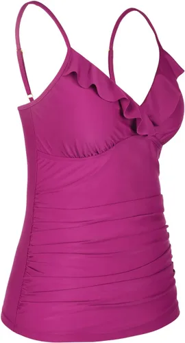 Vista 3 de Hilor Tankini para mujer con volantes fruncidos y cuello en V