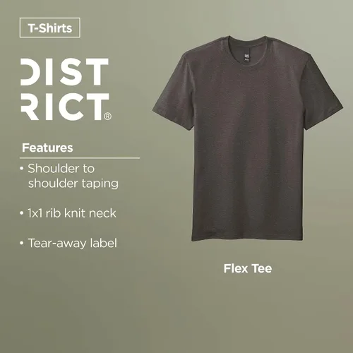 Vista 4 de District Flex Tee - Soft & Stretchy Lightweight for T-Shirt Men & Women, Regular Fit, Casual Stylish Short Sleeve Top Blanco