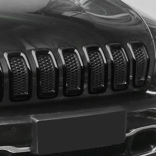 Vista 9 de Insertos de parrilla delantera Moldura de cubierta de rejilla para Jeep Cherokee 2014-2018 (negro)