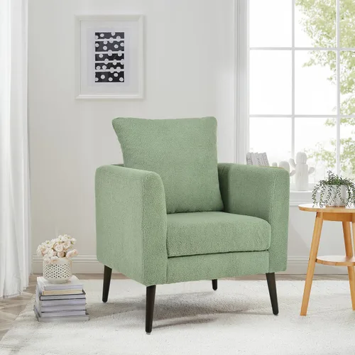 Vista 8 de Setawix Silla decorativa de barril, sillón tapizado de chenilla, silla redonda moderna de mediados de siglo, cómoda silla con brazo de barril