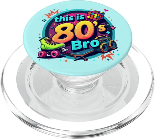 Vista 7 de Retro 80s Bro Roller boombox Cassette Eighties Costume Party PopSockets Adhesive PopGrip