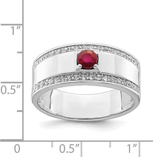 Vista 4 de 925 Sterling Silver Menafrican Red Ruby White Topaz Band Ring Man Gemstone Fine Jewelry For Dad Mens Gifts For Him