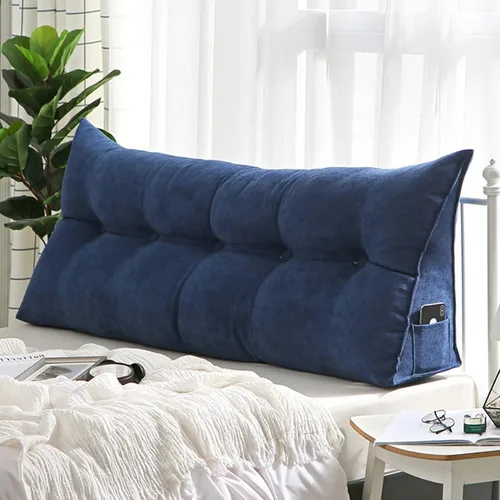 Vista 8 de Cojín de almohada triangular copetudo para respaldo, funda extraíble, almohada de lectura, cojín de lectura para cabecero grande para cama, sofá