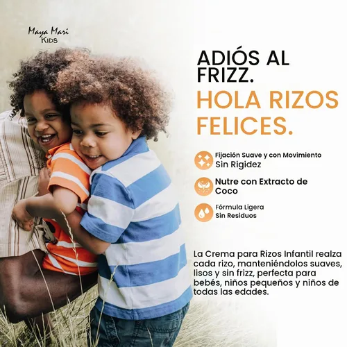 Vista 4 de MAYA MARI Crema para rizos para niños, crema definidora con aceite de coco para niños pequeños y bebés, domina el encrespamiento en cabello rizado