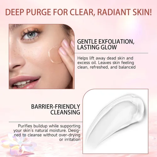 Vista 4 de Gel exfoliante purificador, gel exfoliante suave para cara, limpiador exfoliante facial, limpia los poros, revitaliza la textura, limpiador corporal