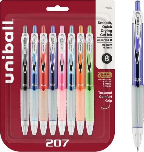 Vista 14 de Uniball Signo - Bolígrafo de gel retráctil, mediano de 0.028 in, tinta azul, barril con detalles azul/metálico, docena (paquete de 12)