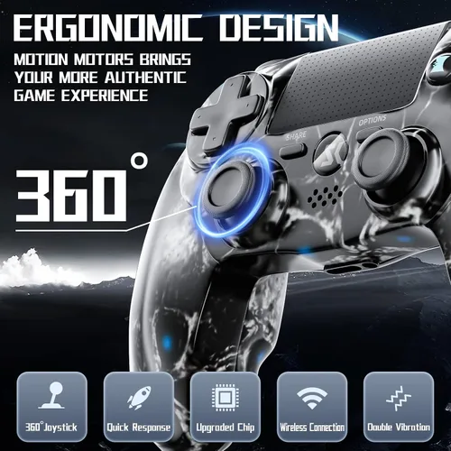 Vista 4 de ISHAKO for PS4 Controller Wireless, Controller Gamepad Compatible with Playstation 4SlimProPCAndroidMac with USB Cable,Dual Vibration,6-Axis Motion