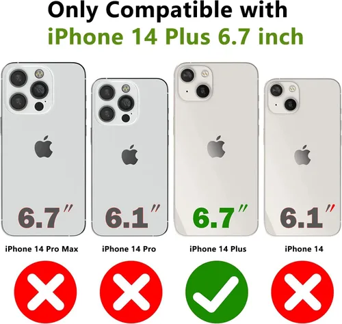 Vista 2 de Funda diseñada para iPhone 14 Plus, regalo 2 en 1, protección contra caídas de grado militar, resistente a prueba de golpes, para iPhone 14 Plus