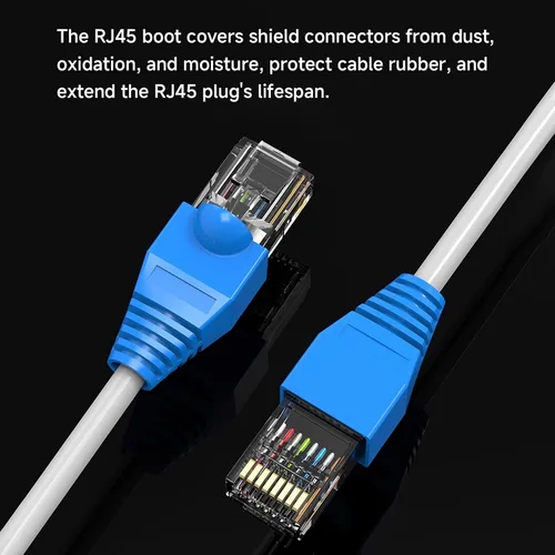 Vista 4 de Botas de plástico blando con conector de cable RJ45, botas de alivio de tensión de cubierta, CAT5 CAT5E CAT6 CAT6 CAT6E Botas Ethernet rojas