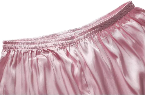 Vista 6 de Conjunto de pijama de seda para mujer, conjunto de pijama de manga larga de dos piezas, conjunto de pijama con botones, ropa de dormir