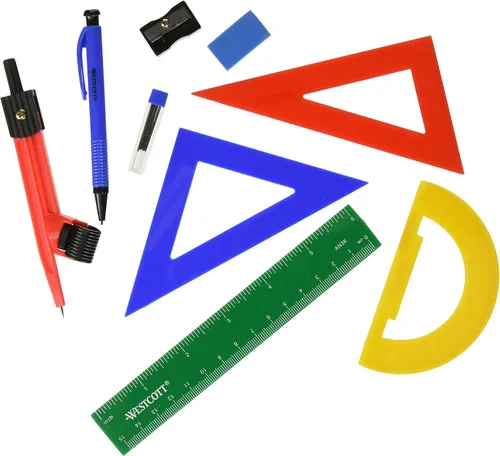 Vista 4 de Westcott Kit de herramientas matemáticas de diez piezas, colores surtidos