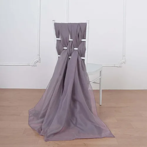 Vista 7 de Efavormart - Paquete de 5 bandas de gasa de alta calidad para silla, 22 x 78 pulgadas, amatista violeta, lazos para silla de diseño transparente