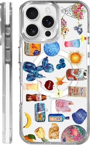 Vista 46 de Funda para iPhone 13 Pro, transparente con bonito patrón de tiburón azul, compatible con Magsafe funda protectora suave para mujeres y niñas (blanco)