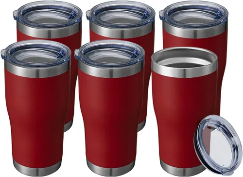 Vista 18 de HASLE OUTFITTERS Vaso de 20 onzas a granel, vasos de acero inoxidable con tapa, vaso aislado al vacío, taza de doble pared con recubrimiento