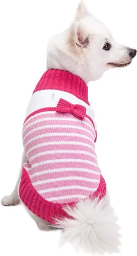 Vista 4 de Blueberry Pet Suéter Suave y Acogedor de Chenilla con Rayas Elegantes para Perro en Rosa Princesa, Longitud de Espalda 10", Paquete de 1 Prenda