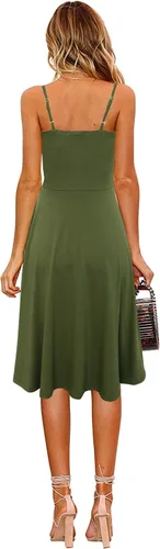 Vista 2 de Berydress - Vestidos informales, de playa y de verano para mujer, de color liso, de algodón, favorecedores, acampanados, con tirantes delgados
