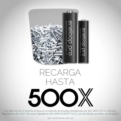 Vista 4 de Eneloop Panasonic BK-3HCCA8BA pro AA Baterías recargables precargadas Ni-MH de alta capacidad, paquete de 8