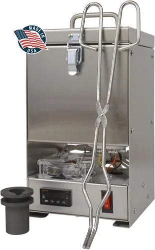 Vista 3 de QuikMelt - Horno de fusión eléctrico de acero inoxidable PRO-10 de 10 onzas con pinzas y crisol para oro, plata, joyería de metal precioso