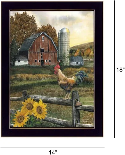 Vista 2 de Trendy Decor4U Early Rooster by Ed Wargo - Arte de pared con estampado de madera, multicolor