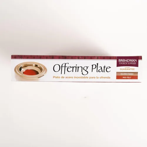 Vista 6 de BROADMAN CHURCH SUPPLIES RemembranceWare - Plato de oferta, plateado con fieltro rojo