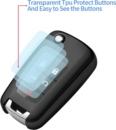 Vista 4 de Tukellen Funda para llavero Chevrolet de alta calidad, TPU suave, protección completa, compatible con Chevy Camaro, Cruze, Impala, Equinox, Volt