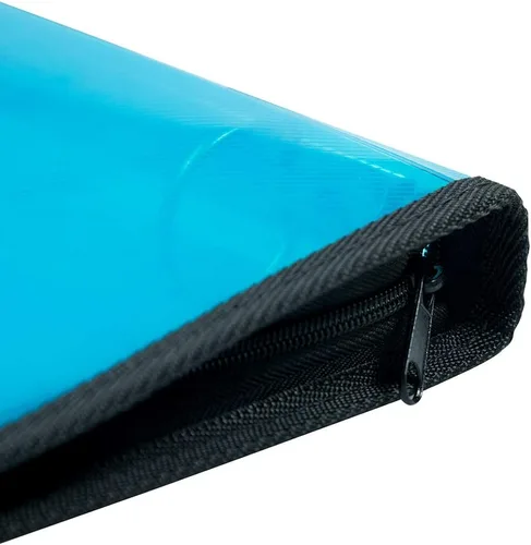 Vista 4 de JAM PAPER Carpeta de plástico con cremallera de 1 pulgada, carpeta azul de 3 anillas, se vende individualmente
