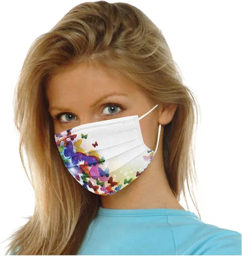 Vista 7 de 50 mascarillas desechables de mariposa para adultos, transpirables, desechables, diseños de mariposas (Estilo-07)