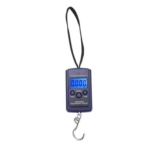 Vista 8 de Báscula de pescado portátil, báscula digital eléctrica para colgar, pantalla LCD de plástico de mano, báscula electrónica de equilibrio de 88.2 lbs