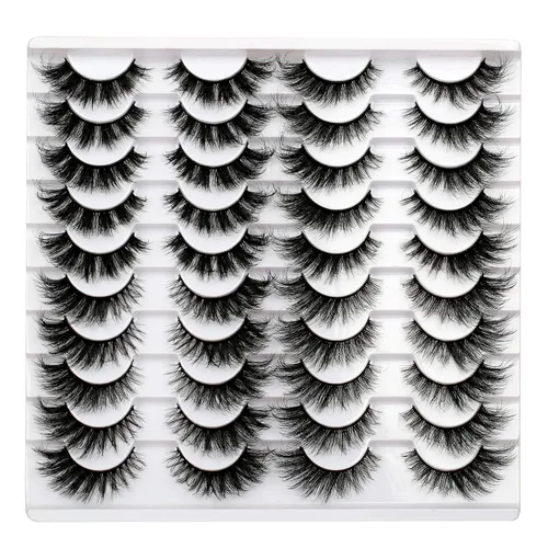 Vista 102 de Pooplunch - Pestañas postizas estilo ojo de gato, extensión de volumen 8D natural, finas, cortas, de visón sintético, tiras de pestañas postizas