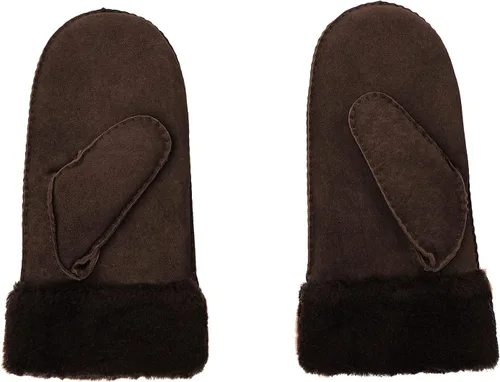 Vista 2 de Surblue Manoplas de gamuza de oveja de invierno para hombre, piel de oveja de alta calidad, cálido puño grueso forrado de lana de cordero