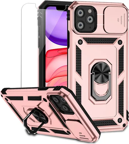 Vista 15 de Funda para iPhone 11 Pro con cubierta para lente de cámara, protector de pantalla HD, doble capa de protección contra caídas de grado militar