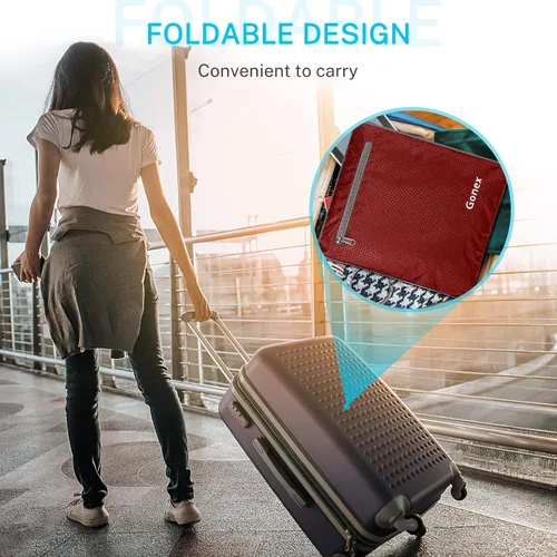 Vista 7 de Gonex Bolsa de viaje plegable 150L Negro y Rojo