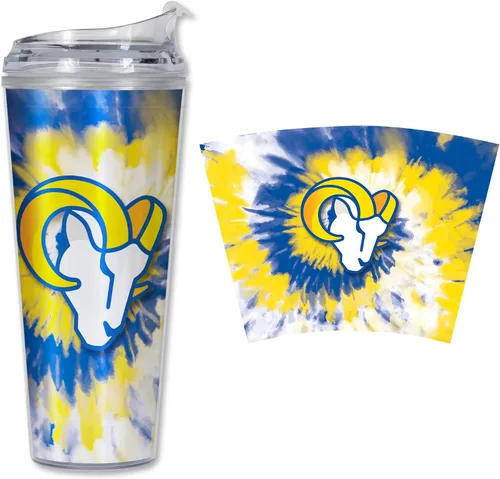 Vista 45 de Rico Industries NFL Football Glitter 24 onzas Vaso de purpurina acrílico con tapa con bisagra, Vaso de doble pared oficialmente licenciado con pajita