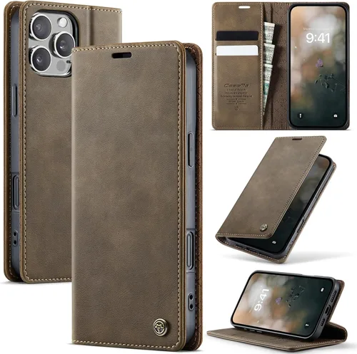 Vista 110 de Funda tipo cartera para Samsung Galaxy Z Fold 7 de piel con tarjetero y función atril, cierre magnético, bloqueo RFID, TPU a prueba de golpes, Negro