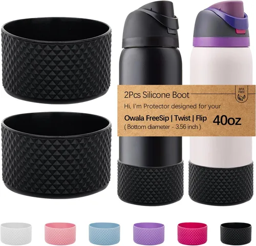 Vista 48 de WK IEASON 2 fundas de silicona para botella de agua Owala, base protectora para botella de agua Owala FreeSip Twist y Flip Flask accesorios para 3D