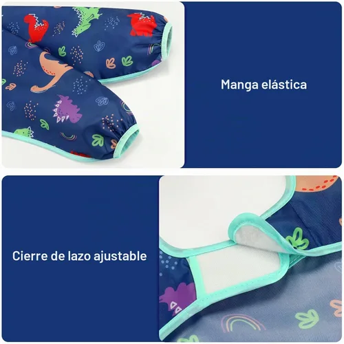 Vista 2 de Accmor 4 Pack Long Sleeve Bibs, Baby Smock Waterproof Full Sleeved Bib for Baby Toddler 6-36 Months