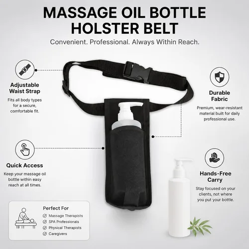 Vista 3 de Funda para botella de masaje, paquete de cintura duradera, kit de funda de botella individual, correa ajustable, dispensador de aceite esencial
