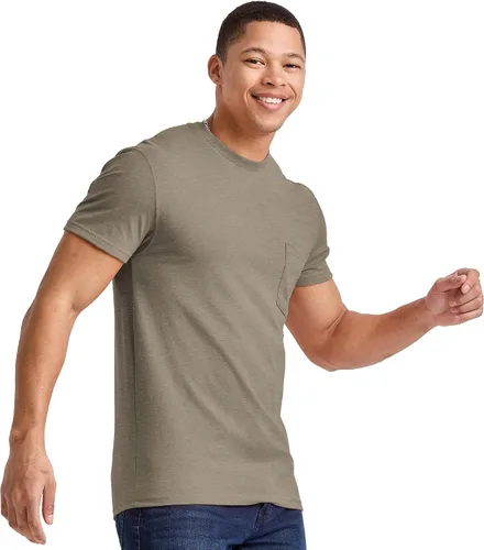Vista 4 de Hanes Originals - Camiseta de cuello redondo, 100% algodón con bolsillo para hombre