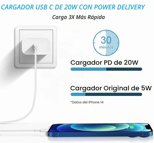 Vista 2 de [Certificado MFi de Apple] Cargador USB C Lightning de carga rápida para iPhone 14 13 12 11 con 20 W PD 6 pies de carga rápida USB C a cable