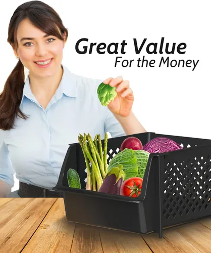 Vista 4 de TidyFriend - Contenedores apilables de almacenamiento para despensa, paquete de 8 contenedores apilables para organizar alimentos, cocina y Negro