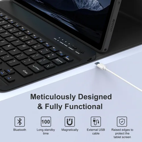 Vista 6 de MMK Funda para Galaxy Tab A11 con teclado (11 pulgadas 2025, SM-X230, SM-X236B), compatible con Galaxy Tab A9 Plus funda con teclado
