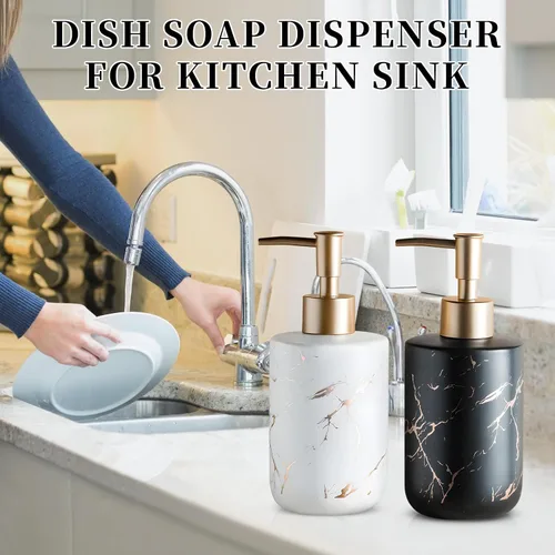 Vista 4 de Dispensador de jabón dorado, dispensador de jabón para platos para cocina, dispensador de bomba de jabón líquido para ducha, dispensador de loción