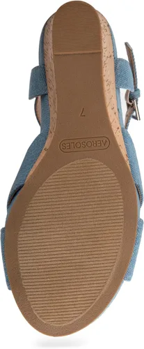 Vista 4 de Aerosoles PASTEL Sandalia de cuña, denim, 7.5M, Azul (Denim)