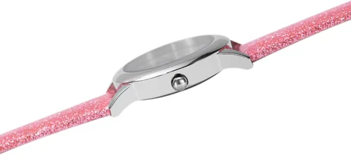 Vista 4 de Disney Minnie Mouse - Reloj analógico de acero inoxidable con correa de cuero para niños, Rosado, Moderno