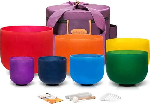 Vista 32 de TOPFUND Juego de 7 cuencos cantantes de cristal de 6 a 10 pulgadas de 432 Hz con fundas de transporte y mazos de cuenco para cantar