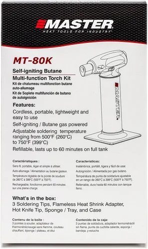 Vista 8 de Master Appliance MT-80K Kit de micro antorcha de butano [antorcha de butano, herramienta de calor sin llama, soldador y cuchillo caliente] de mano