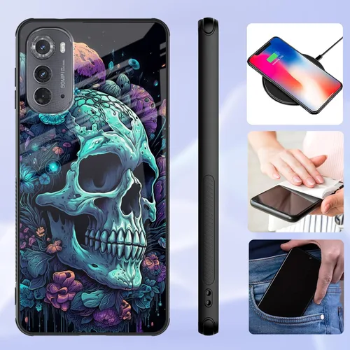 Vista 122 de Funda para Motorola Moto Edge 2022, cubierta trasera de vidrio templado con protector de pantalla, funda protectora a prueba de golpes para Motorola