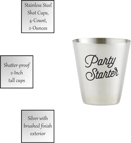 Vista 6 de Santa Barbara Design Studio SIPS Drinkware - Vasos de chupito de acero inoxidable, 4 unidades, 2 onzas, inicio de fiesta