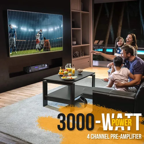 Vista 3 de Altavoz amplificador híbrido Bluetooth de 3000 W, preamplificador de alta potencia con 2 micrófonos de mano inalámbricos VHF, lectores
